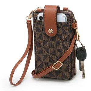 Poppy Faux Leather Womens Crossbody Shoulder Bag Cell Phone Purse Wallet Credit